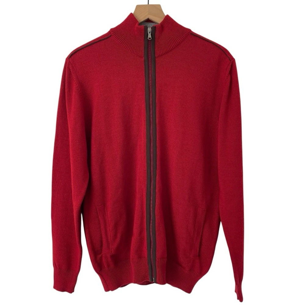 Eredi Pisano Men XL Sweater Merino Wool Full Zip Classic Italian Quiet Luxury